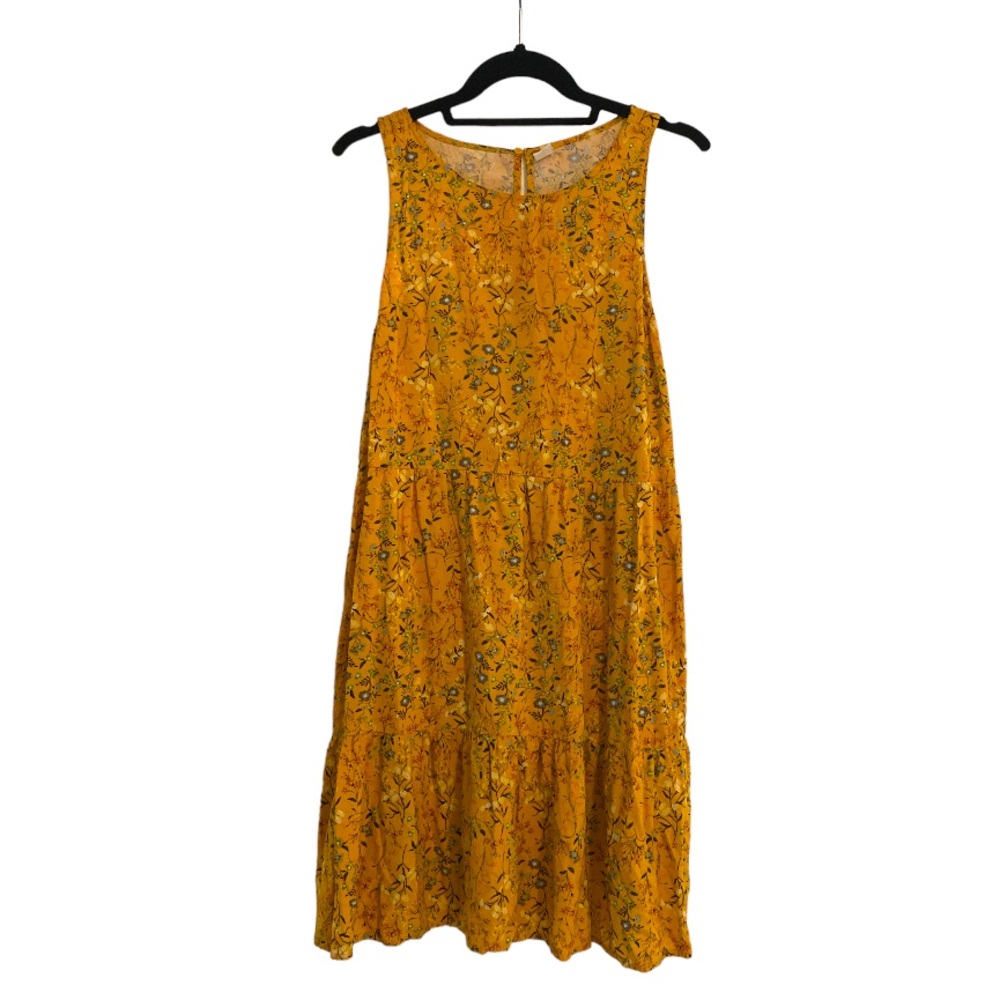 Old Navy Yellow Floral Tiered Babydoll Sleeveless Dress